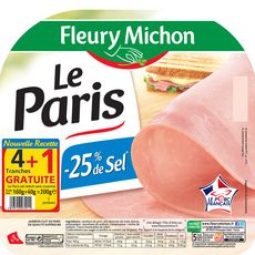 FLEURY MICHON Fleury Michon Le Paris jambon blanc sans couenne 4 tranches+ 1offerte -200g 4 tranches + 1offerte 200g