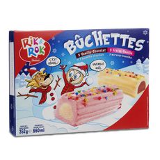 AUCHAN RIK & ROK Assortiment de bûchettes glacées fraise et chocolat vanille 6 pièces 352g