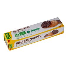 AUCHAN BIO Biscuits nappés au chocolat au lait, sachets fraîcheur 4x5 biscuits 210g