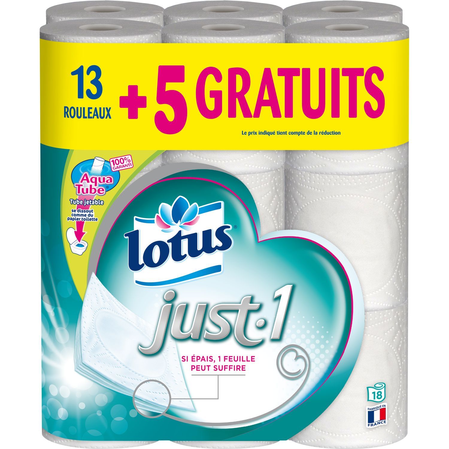 LOTUS Lotus papier toilette blanc just one rouleau x13 +5 pas cher