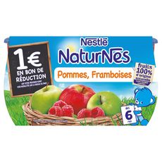 NESTLE Nestlé Naturnes Petits pots dessert pomme framboise dès 6 mois 4x130g 4x130g