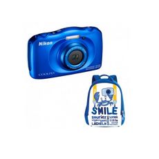 NIKON Appareil Photo Compact - Enfant - Etanche - Anti Choc  COOLPIX W100 - Bleu + Objectif 4.1-12.3 mm + Sac à dos