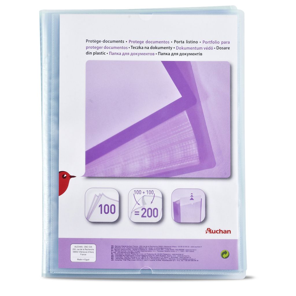 AUCHAN Auchan Protège-document A4 120 vues 21x29,7cm coloris assortis 1  pièce pas cher 