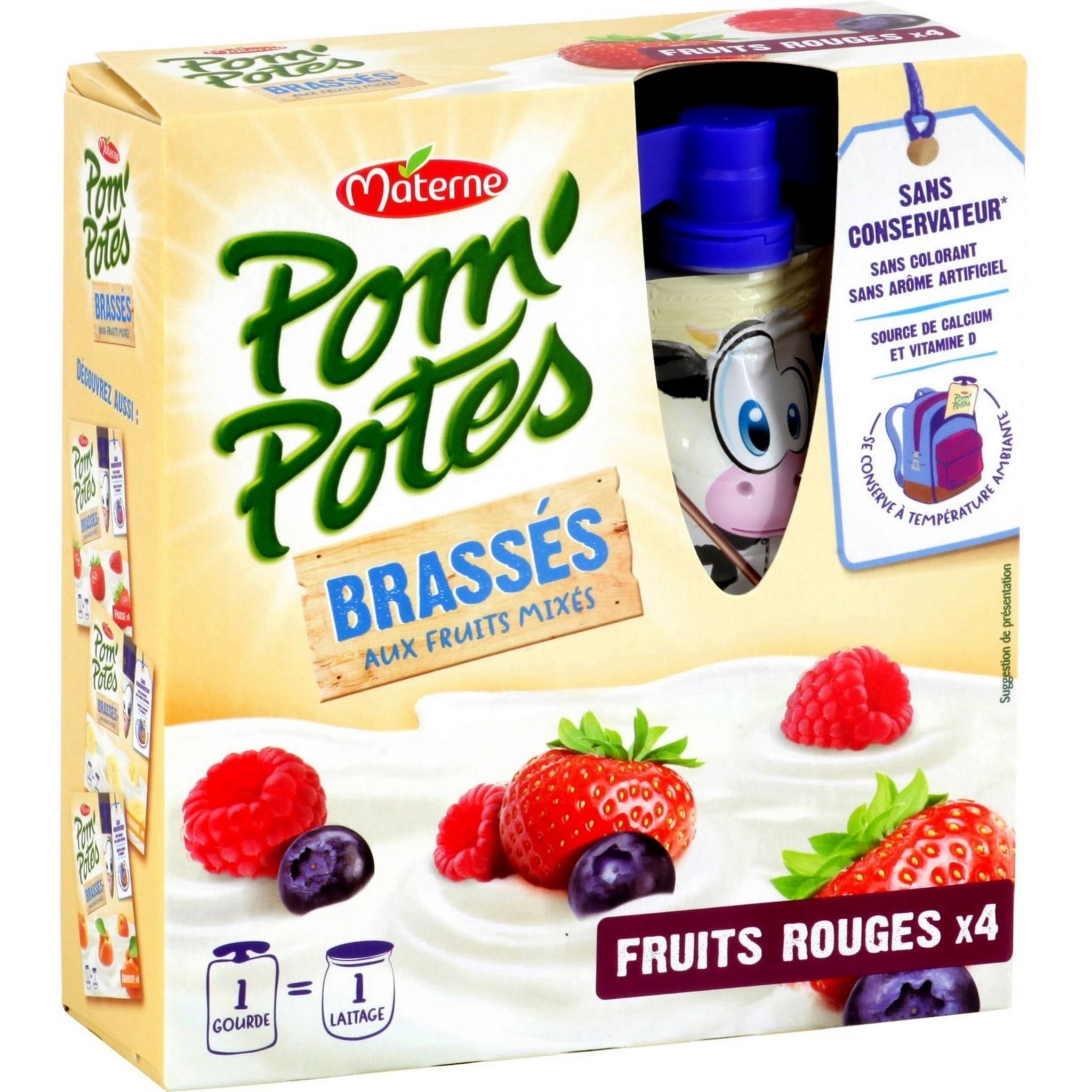 POM'POTES Materne pom pote brassé fruits rouges 4x85g pas cher 