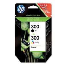 HP Pack de 2 Cartouches d'Encre HP 300 Noire et Trois Couleurs Authentiques (CN637EE)