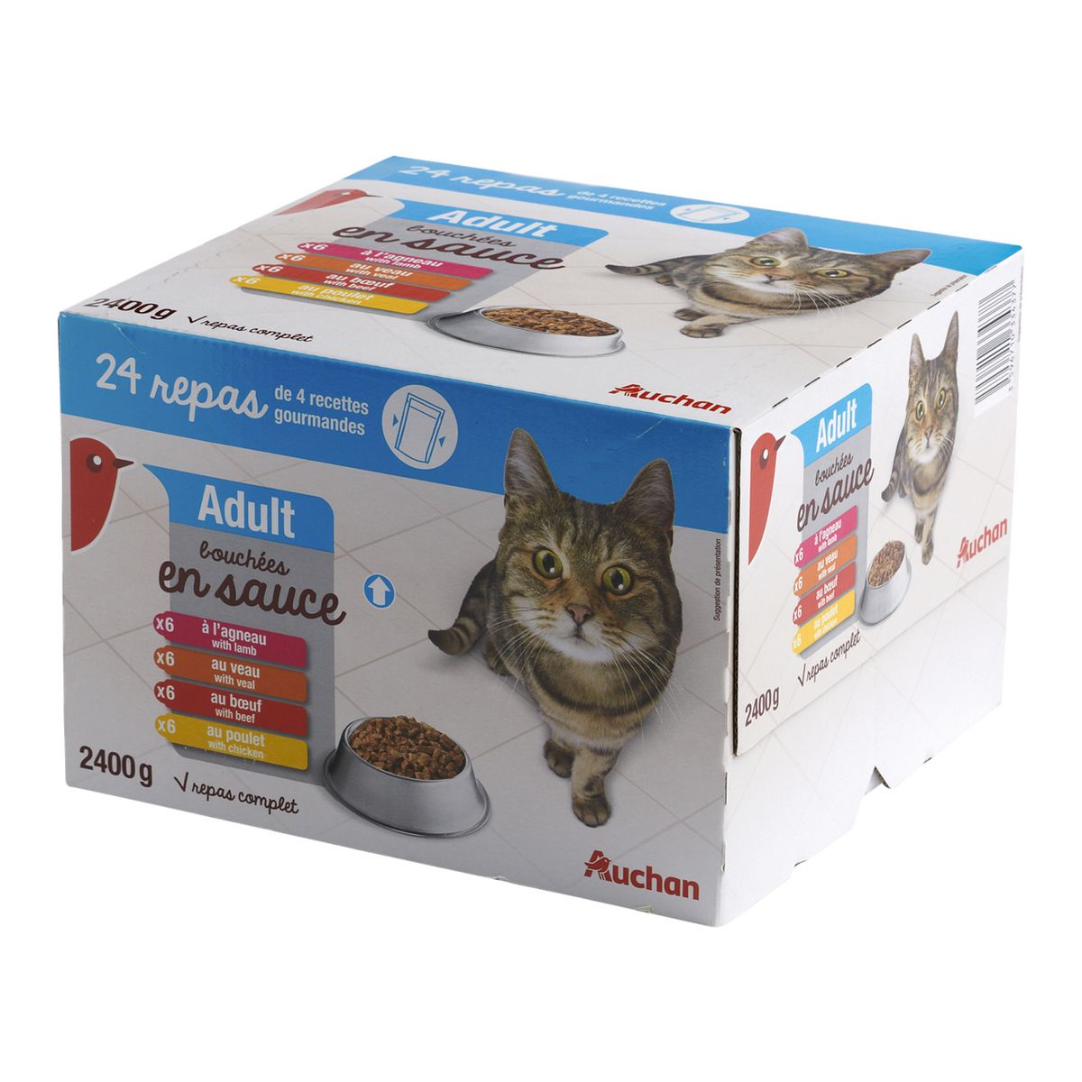 AUCHAN Adult assortiment sachets pâtée sauce viandes pour chat