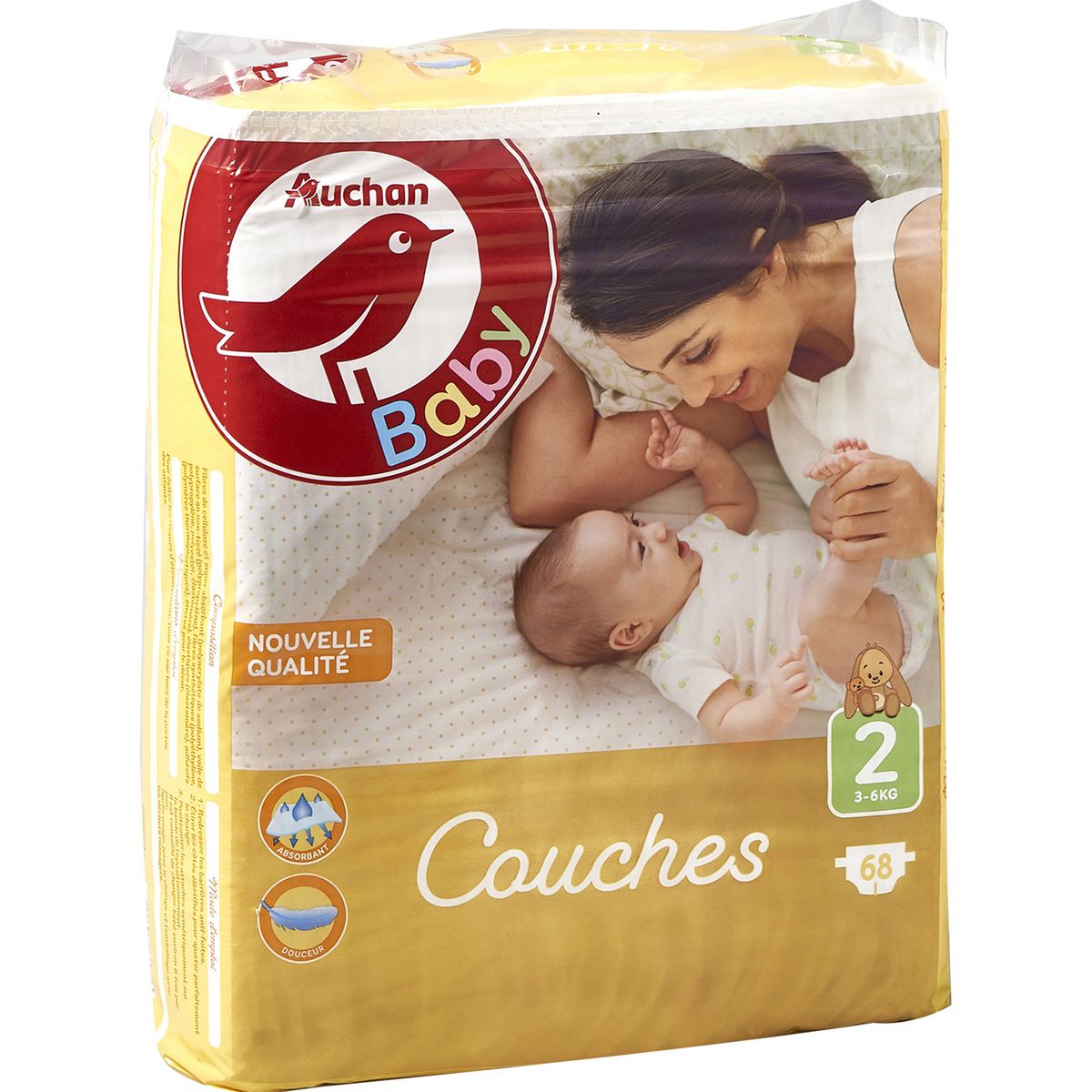 Auchan Baby Couches Taille 2 3 6kg 68 Couches Pas Cher A Prix Auchan