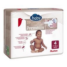 AUCHAN BABY Premium couches taille 4 (7-18kg) 39 couches
