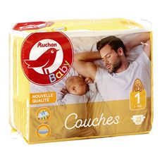 AUCHAN BABY Confort + couches taille 1 (2-5 kg) 22 couches