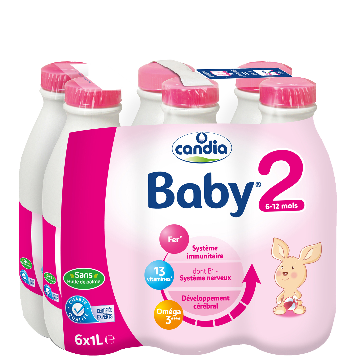 AUCHAN BABY BIO Lait de croissance liquide 3 dès 10 mois 6x1l pas cher 