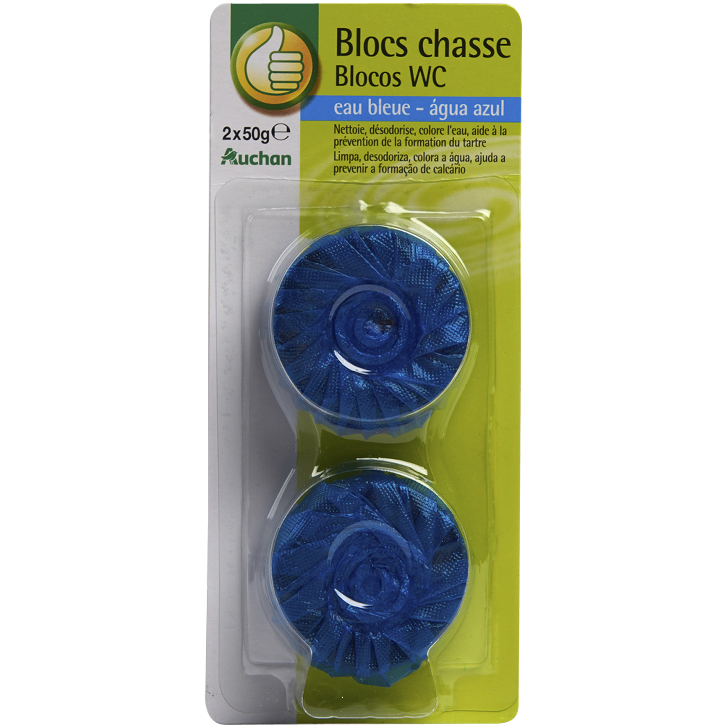 Blocs WC Eau Bleue, U (2 x 40 g)  La Belle Vie : Courses en Ligne -  Livraison à Domicile