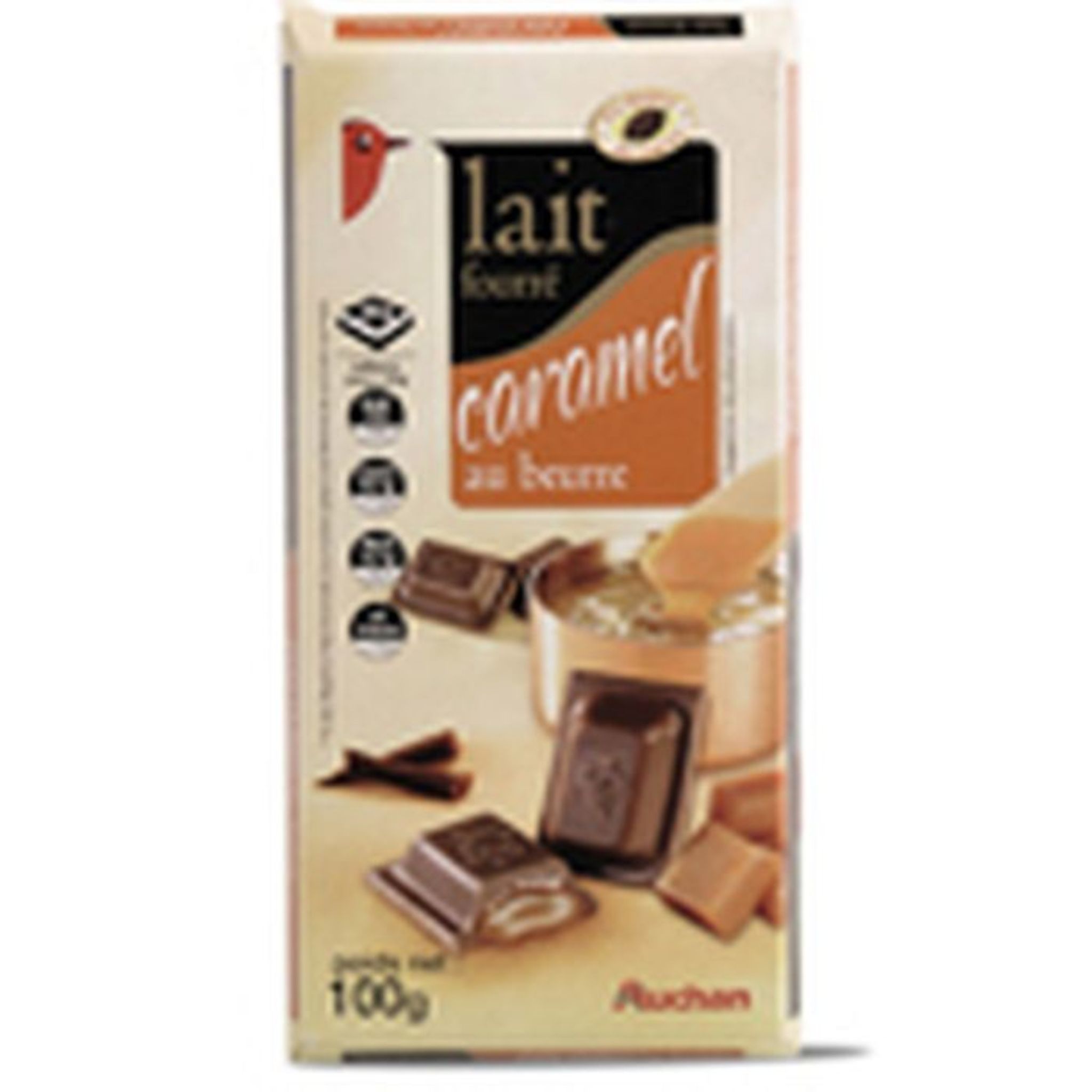 Tablette de chocolat au lait fourré caramel beurre salé, 150g