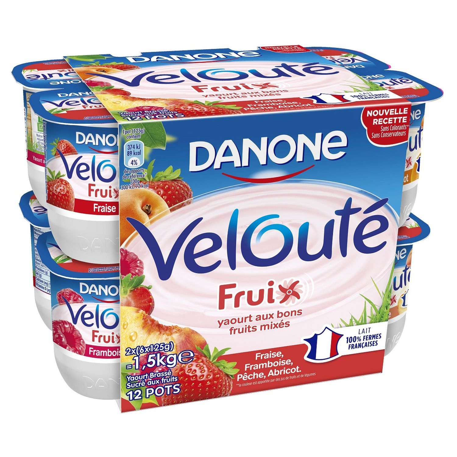 Yaourts aux fruits brassés, Danone (12 x 125 g)