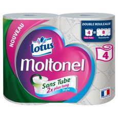 LOTUS Moltonel papier toilette blanc sans tube = 8 standards 4 rouleaux