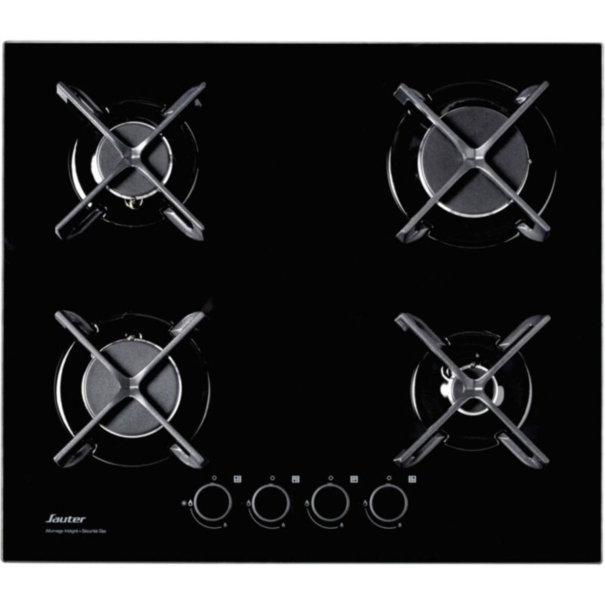 Sauter - SPG9465MB - Plaque Gaz et Electrique - Table de Cuisson - Noir - 4  Foyers - 1500W Electrique et 6200 Gaz - Dimensions Encastrement : 56x49cm -  S'allume en 1 Geste - Fabriqué en France : : Gros électroménager