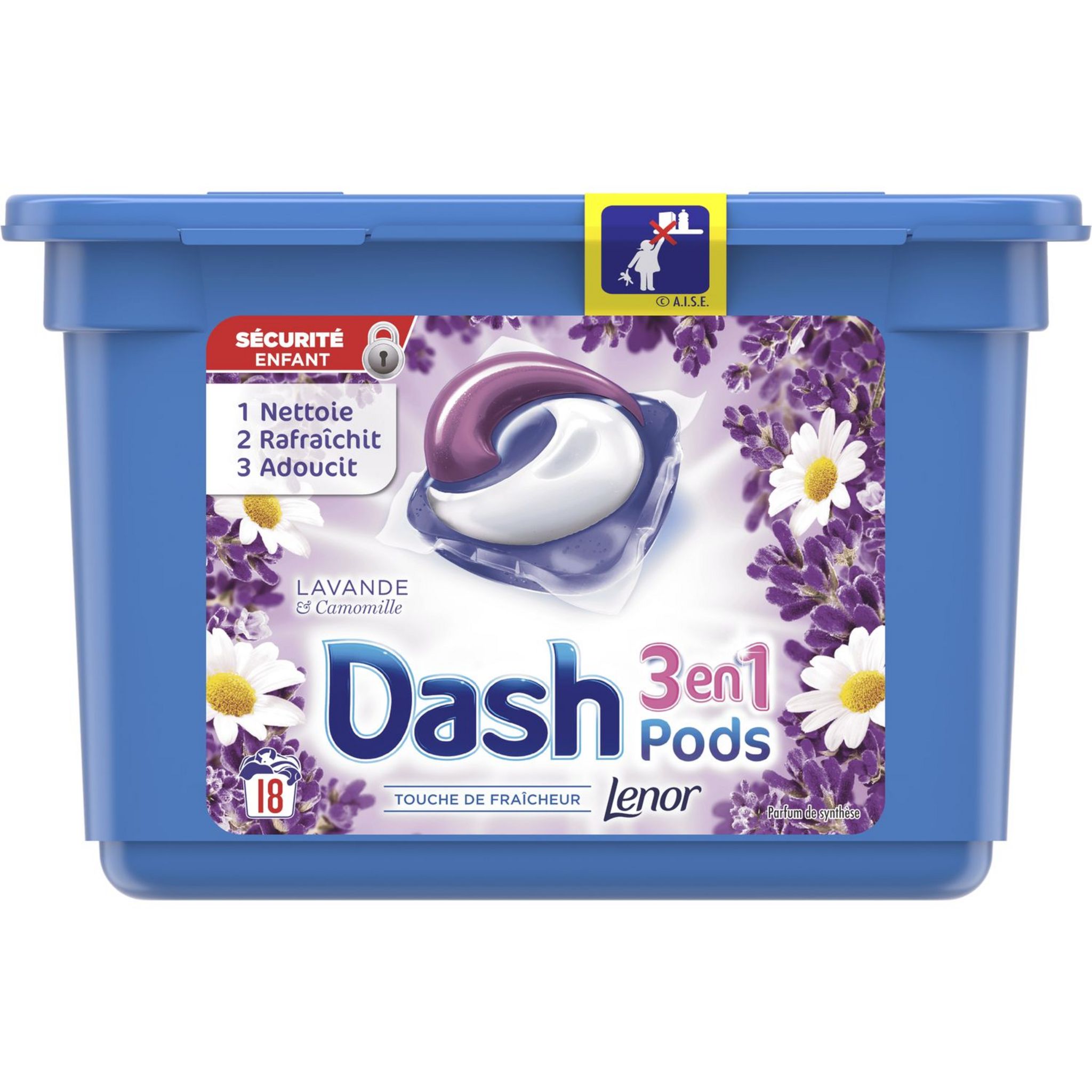 Lessive capsules Dash All in 1, 2 sachets de 55 pods