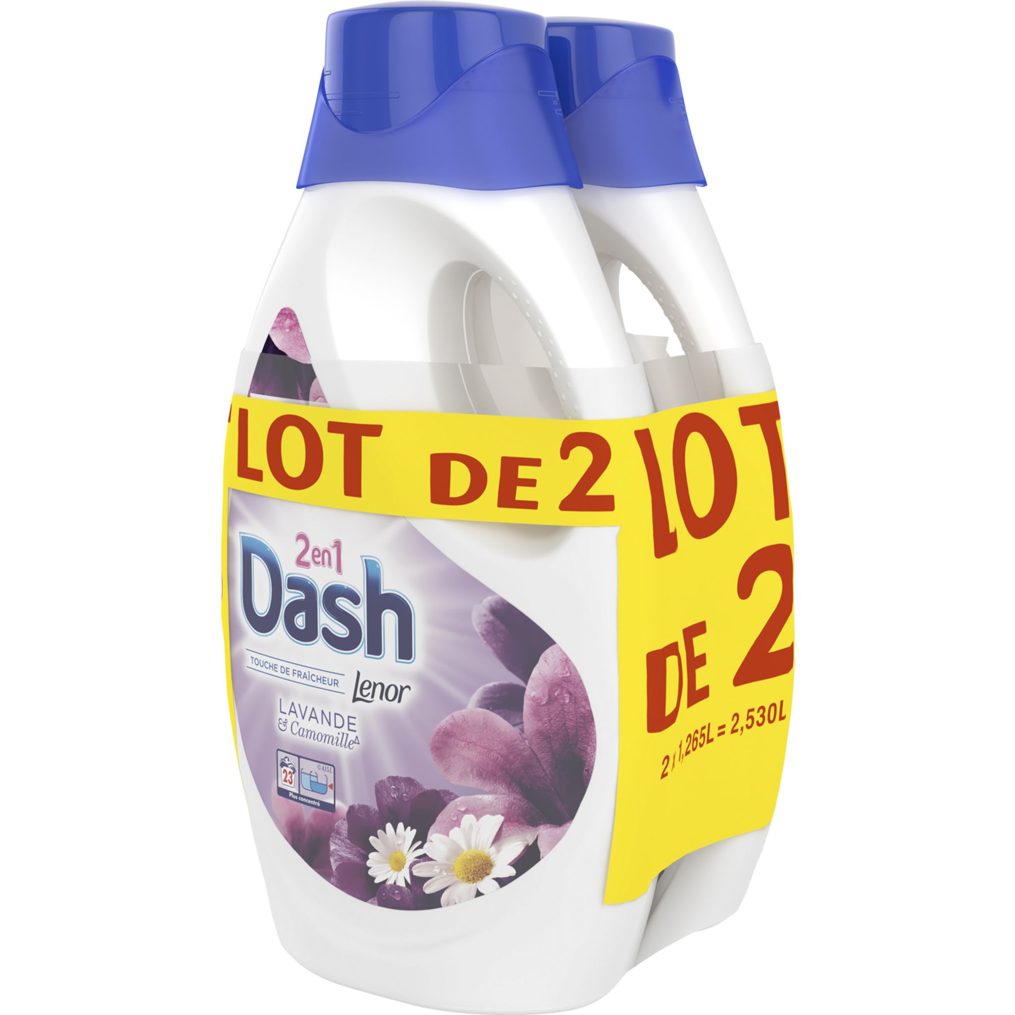 Dash - Lessive liquide 2en1 fleurs de lotus touche de lenor 23 Lavages  (1,23 L), Delivery Near You