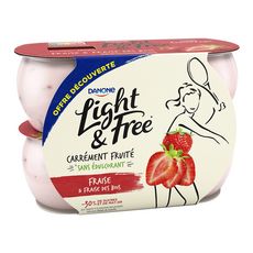 DANONE Light&Free Yaourt à la fraise 4x120g