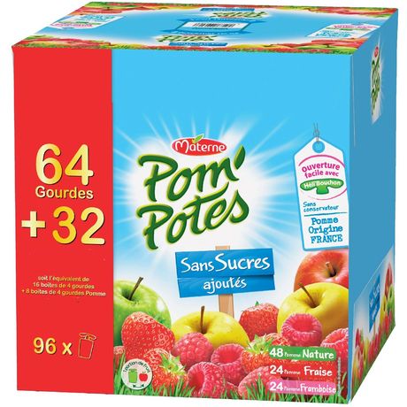 Pom'potes ssa 8 pomme & 4 pomme fraise & 4 pomme framboise 64