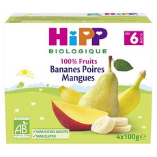 HIPP Hipp Bio 100% fruits banane poire mangue 4x100g dès 6mois