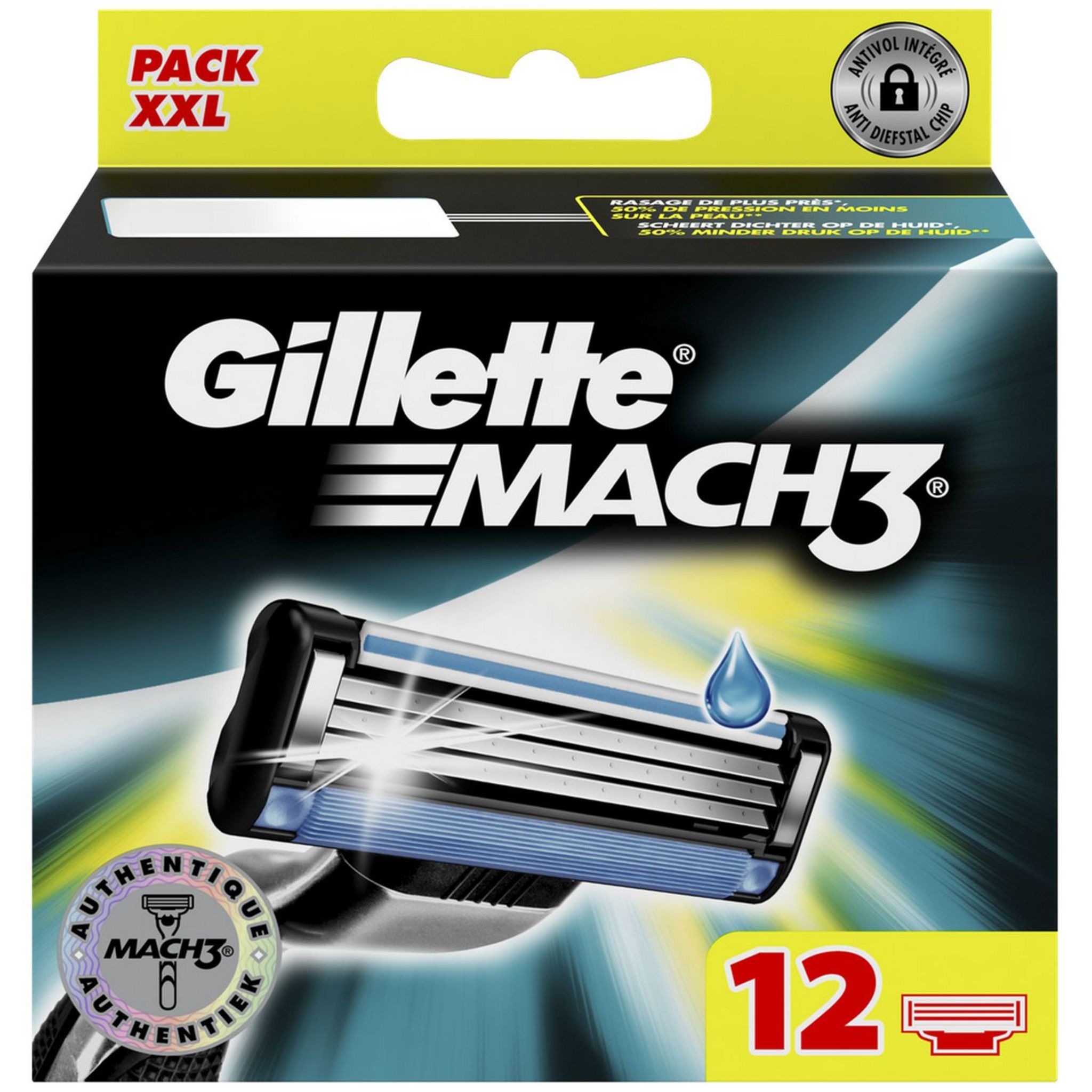 GILLETTE Recharges lames de rasoir mach 3 12 recharges pas cher