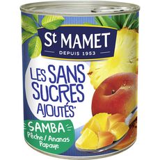 ST MAMET Samba pêches ananas papaye au sirop sans sucres ajoutés 840g