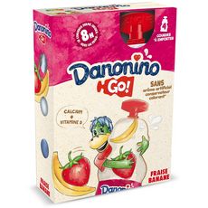 DANONINO Danonino Yaourt à boire fraise-banane gourde 4x70g 4x70g