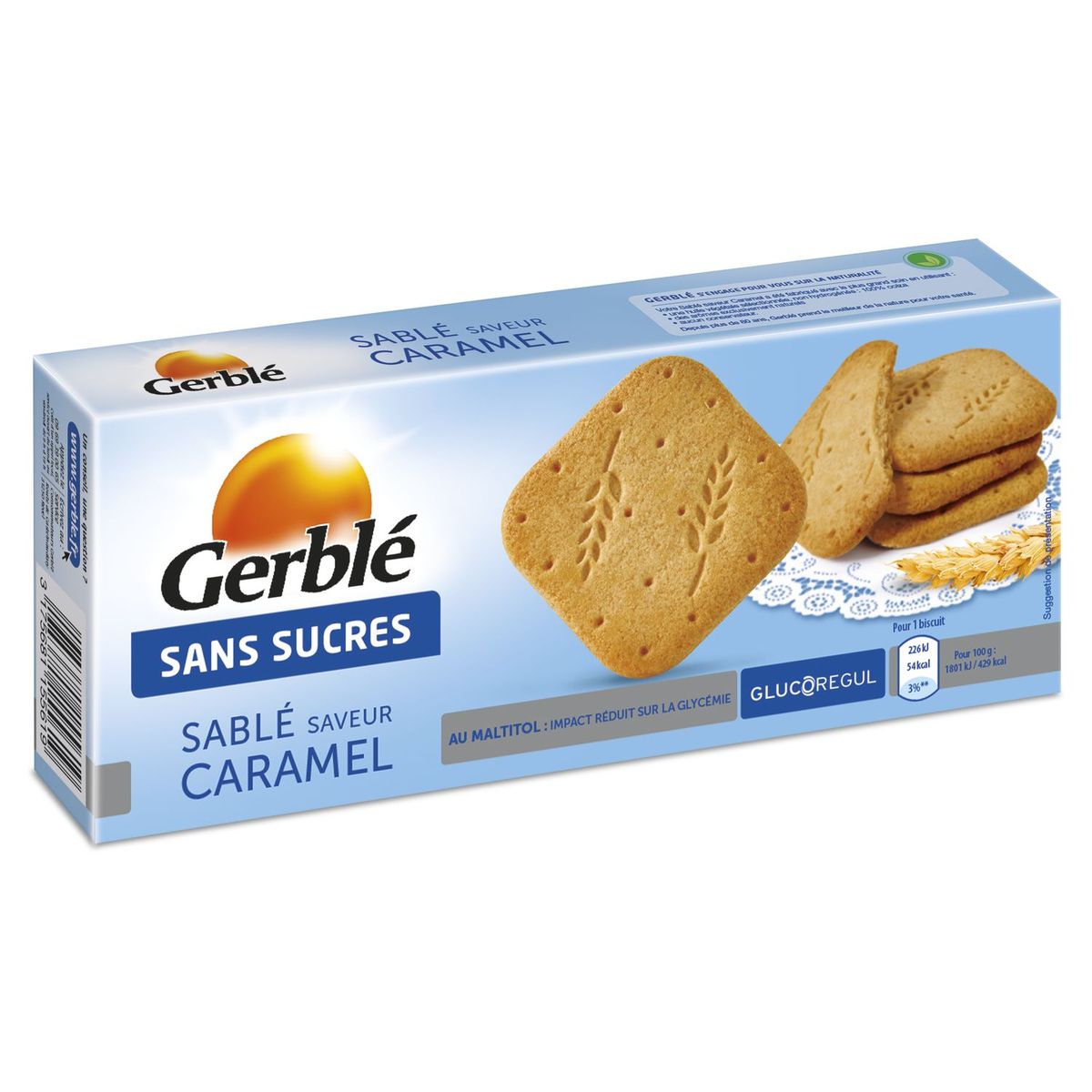 GERBLE Gerblé sans sucre sablé caramel 150g pas cher 