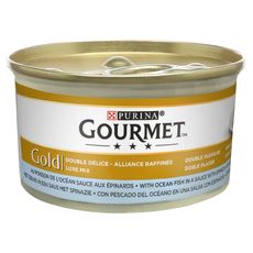 Gourmet Gold Double Delice Boite Patee Poisson Epinards Pour Chat 85g Pas Cher A Prix Auchan
