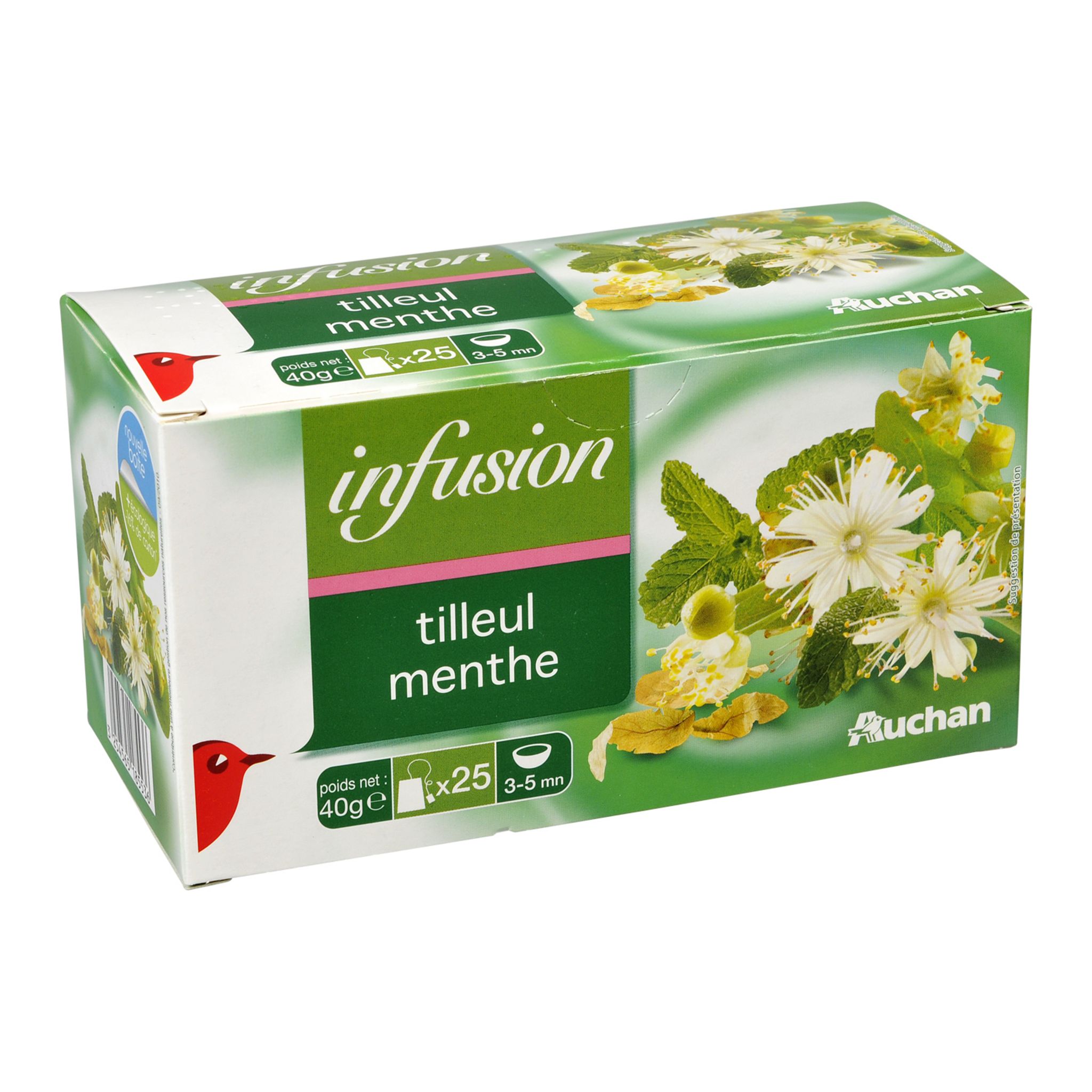 AUCHAN Infusion verveine menthe 25 sachets 40g pas cher 