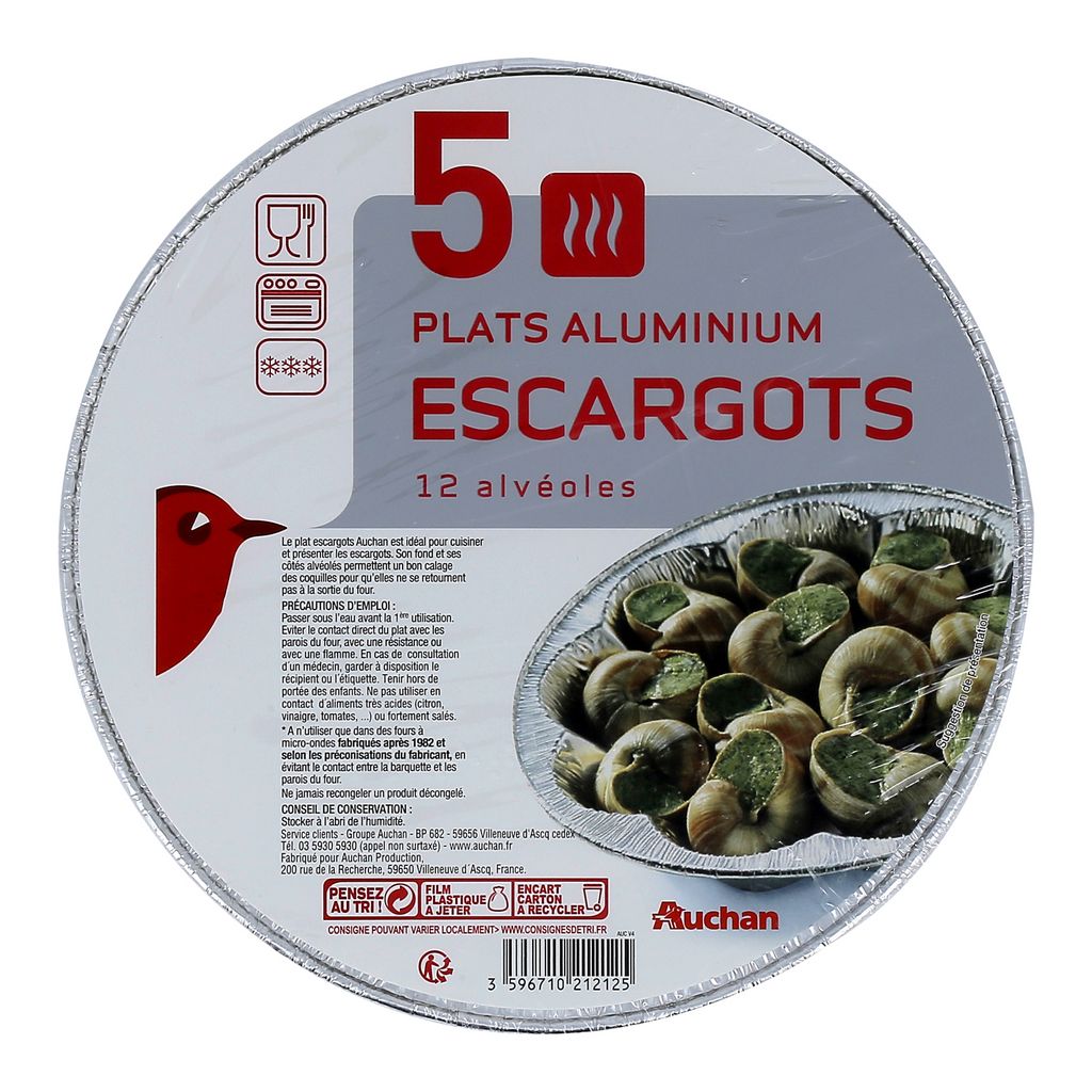 Plats aluminium escargots 12 alvéoles x10 - Super U, Hyper U, U