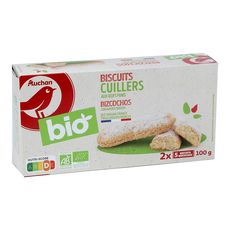 AUCHAN BIO Biscuits cuillers aux œufs frais, sachets fraîcheur 2x5 biscuits 100g