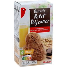 Auchan Biscuits Petit Dejeuner Cereales Et Pepites De Chocolat Sachets Fraicheur 8x4 Biscuits 400g Pas Cher A Prix Auchan