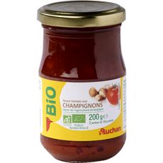 AUCHAN BIO Sauce tomate aux champignons, en bocal 200g