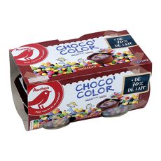 AUCHAN Choco' Color - Crème dessert au chocolat et billes croustillantes 4x120g