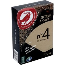 AUCHAN Auchan Filtres à café bruns non blanchis n°4 X80 80 filtres