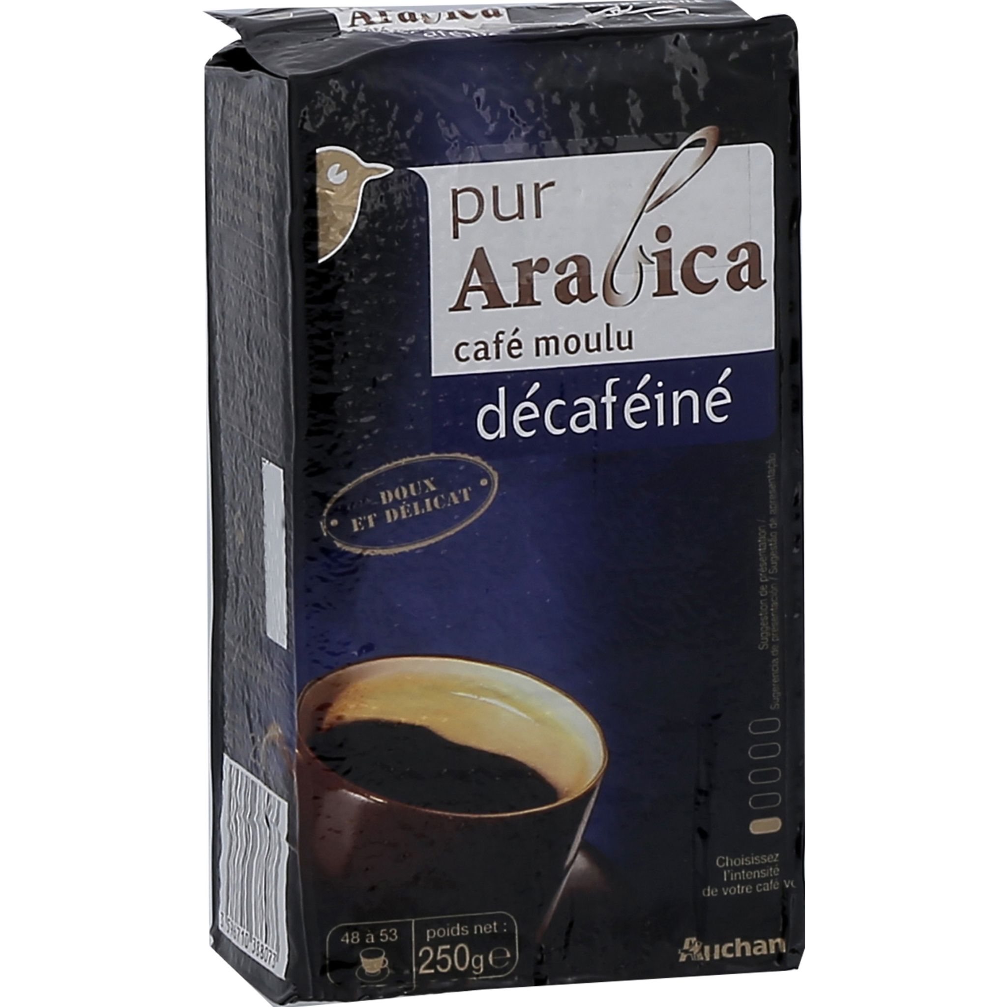 AUCHAN Café en grain Aroma décaféiné 250g pas cher 