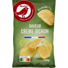 AUCHAN Chips ondulées saveur crème oignon 135g