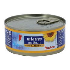 AUCHAN Miettes de thon à l'huile de tournesol 160g