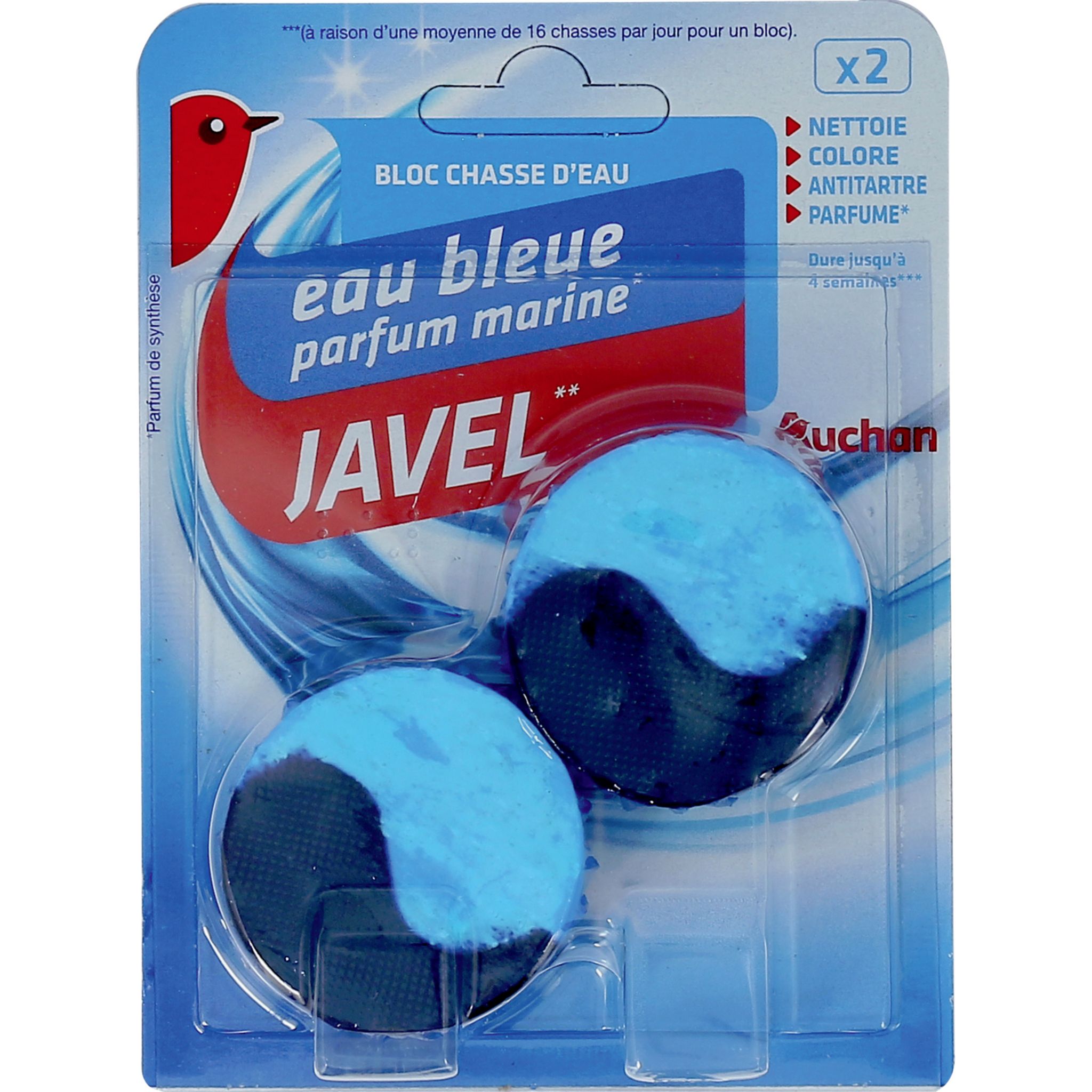 AUCHAN Blocs chasse d'eau eau bleue 2 blocs pas cher 