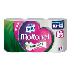 LOTUS Moltonel Papier toilette sans tube uni =12 rouleaux standards 6 rouleaux