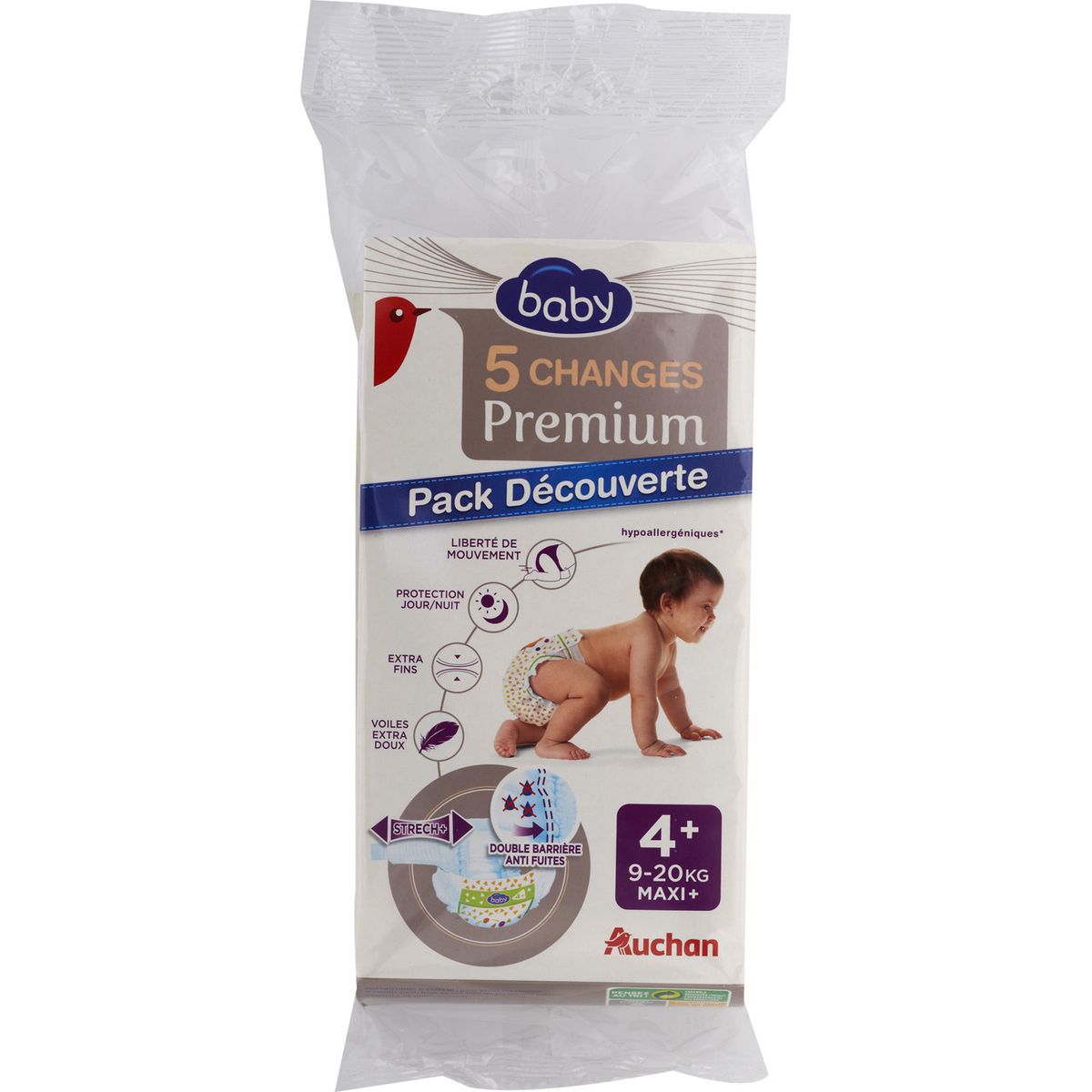 Auchan Baby Couches Premium Pack Decouverte Taille 4 9 kg 5 Couches Pas Cher A Prix Auchan