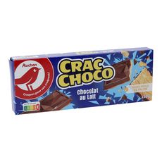 AUCHAN Crac choco biscuits nappés de chocolat au lait sans huile de palme 150g