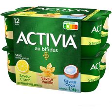 ACTIVIA Yaourt bifidus citron, vanille, coco 12x125g