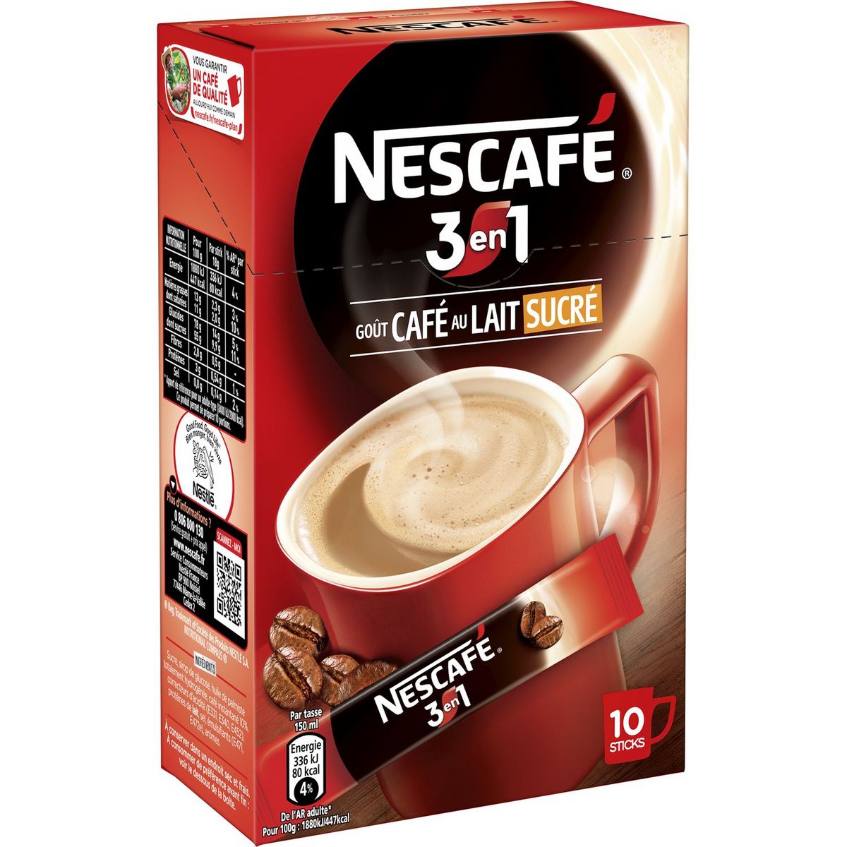 AUCHAN Café soluble en stick 25 sticks 50g pas cher 