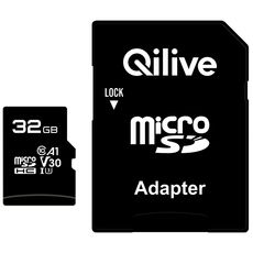 QILIVE Micro SDXC - 32 Go - Compatible 4K - Adaptateur SD - Carte mémoire