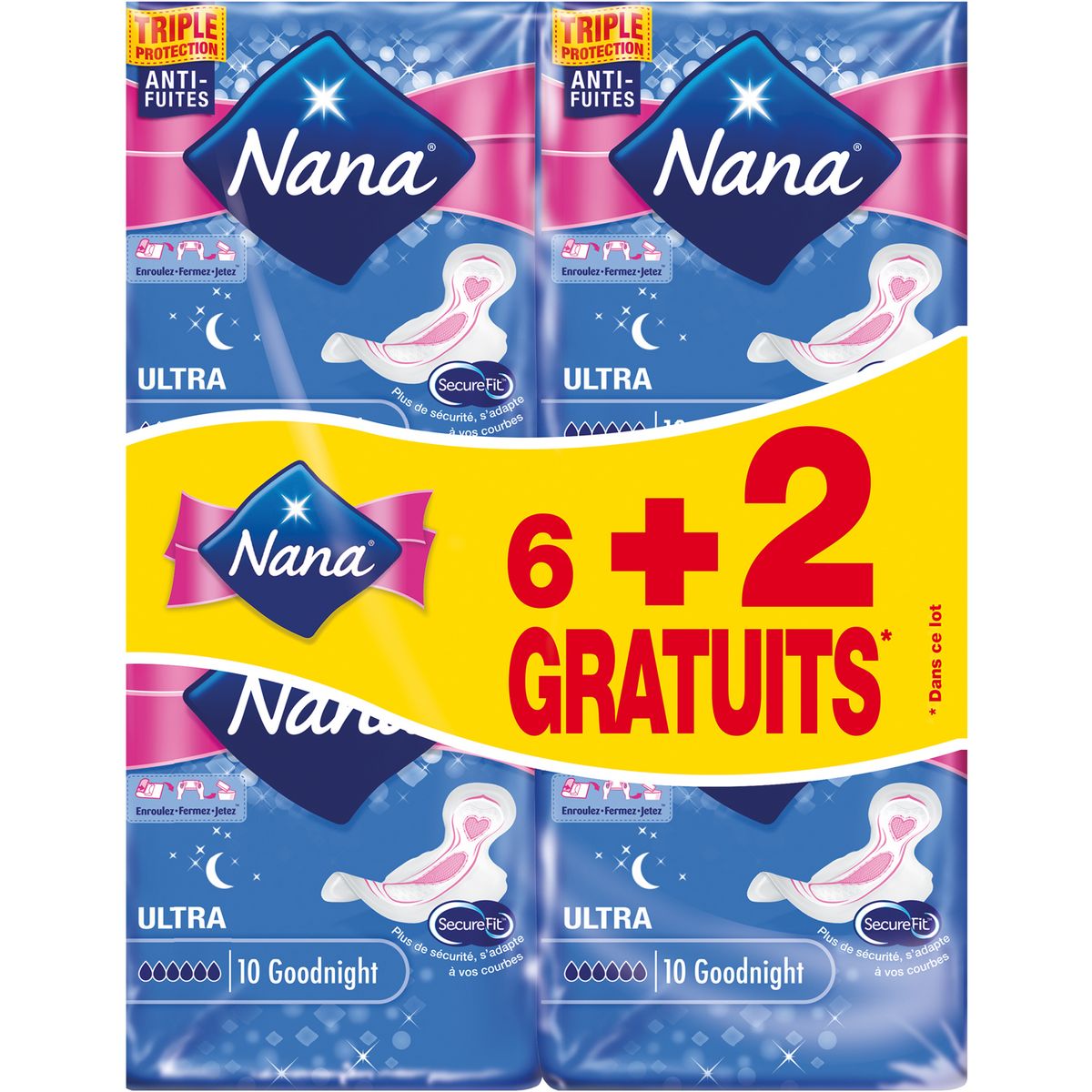 NANA Serviettes hygiéniques Ultra Goodnight x10 