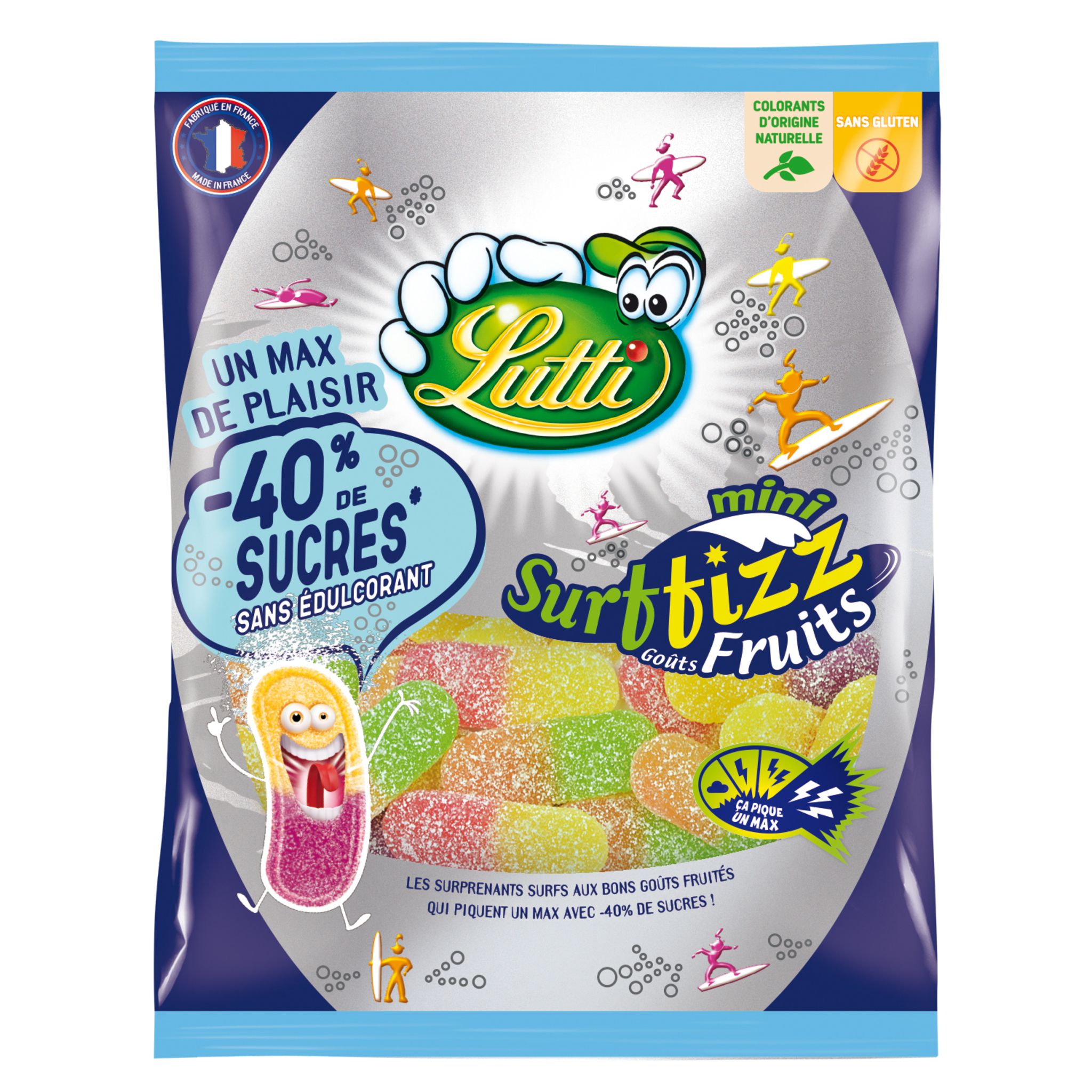 Bonbons Surffizz goût fruits sans gluten LUTTI