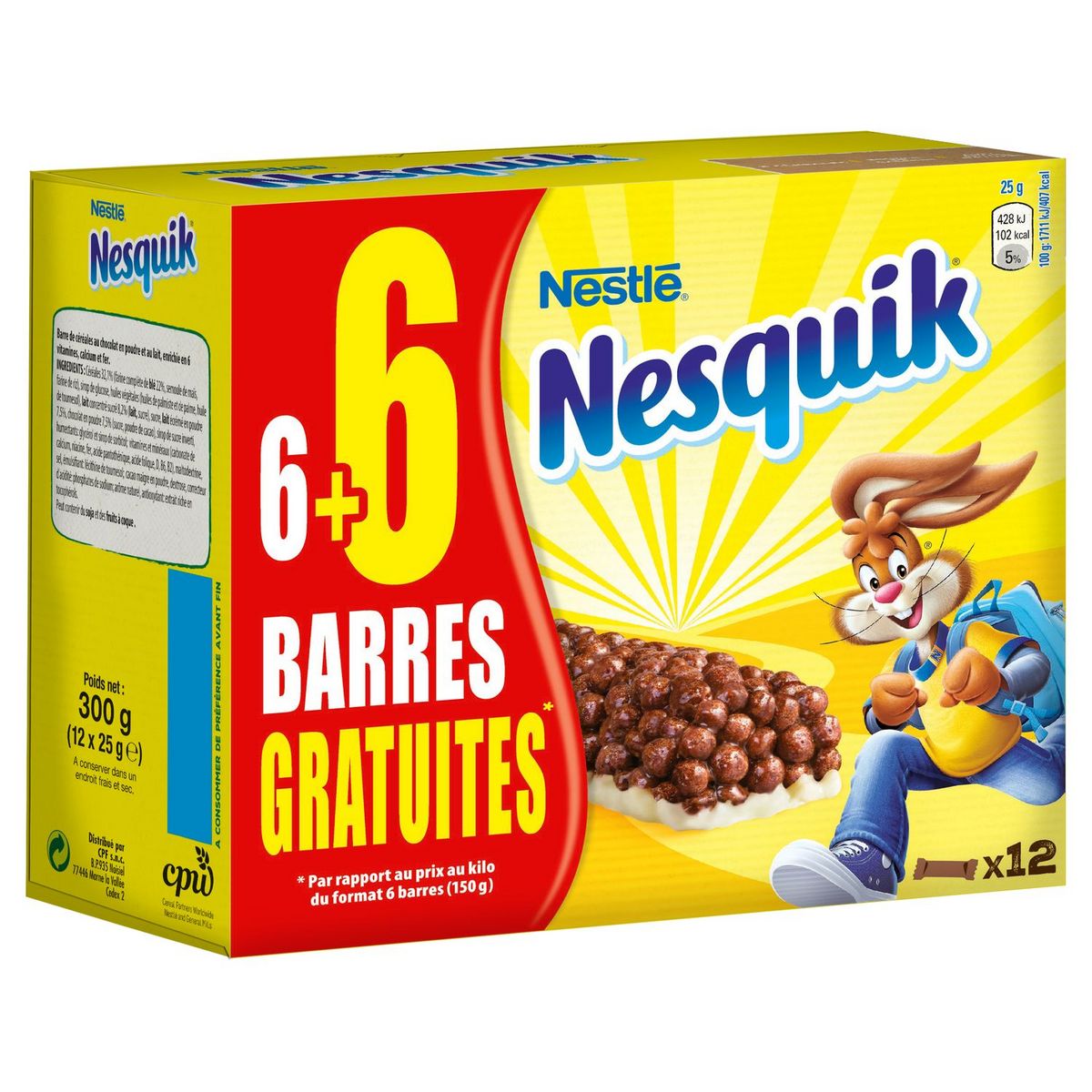 NESQUIK Barres de céréales au chocolat 6 barres 150g pas cher