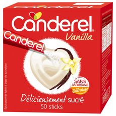 CANDEREL Sticks d'édulcorants au sucralose parfum vanille 50 sticks 100g